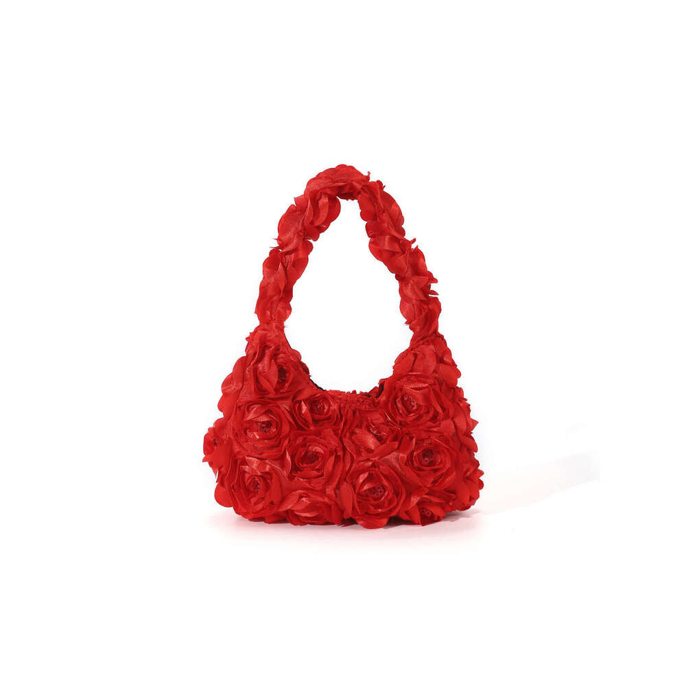 3D Rose Blossoms Sparkling Crescent Moon Package Color Ding Handheld Cheongsam Wedding Women's Banquet Bag