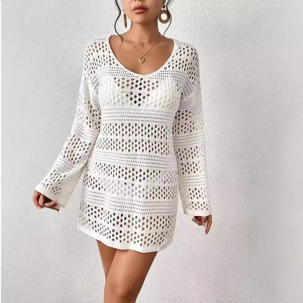 Lace hollow womens swimsuit covering beach dress summer vacation 250415Z