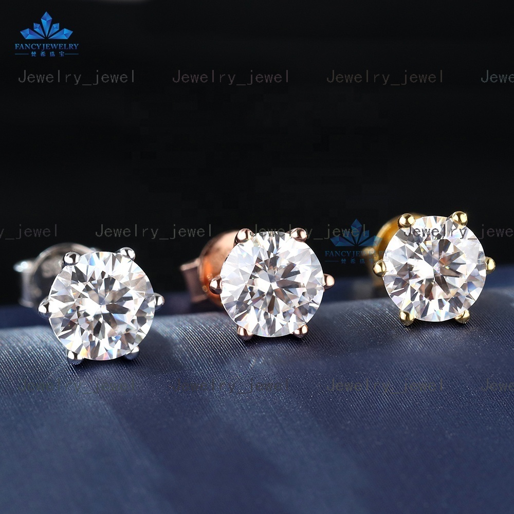 Wholesale 1CT VVS Moissanite Diamond Earring 925 Sterling Silver 18K Gold Plated Women Fine Jewelry Moissanite Stud Earring