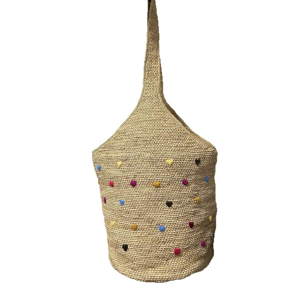 Ins Style Resort Beach Bag High Quality Lafite Grass Embroidered Bucket Beach Vacation Large Capacity Shoulder Bag Summer Colorful Point Versatile Cro
