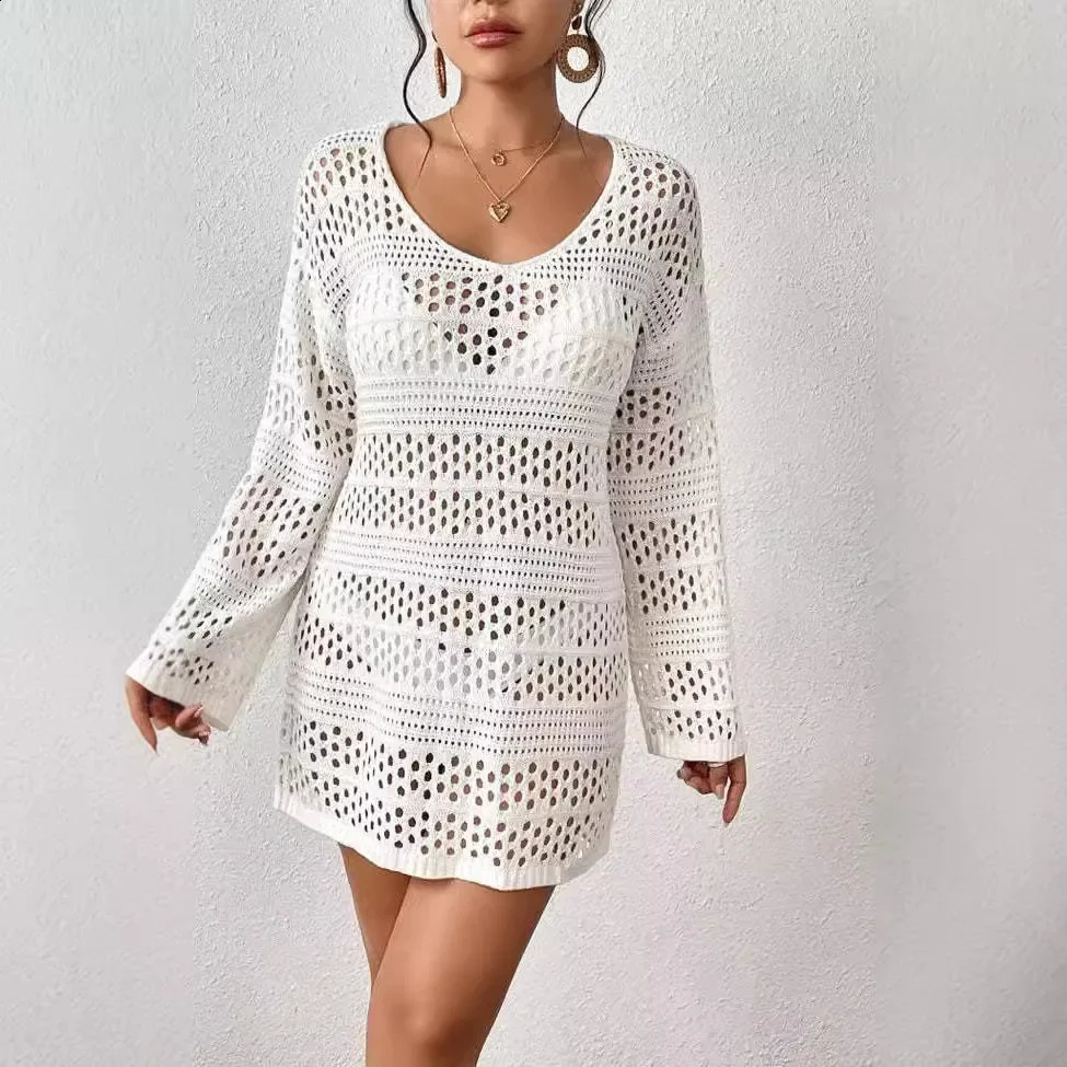 Lace hollow womens swimsuit covering beach dress summer vacation 250415Z