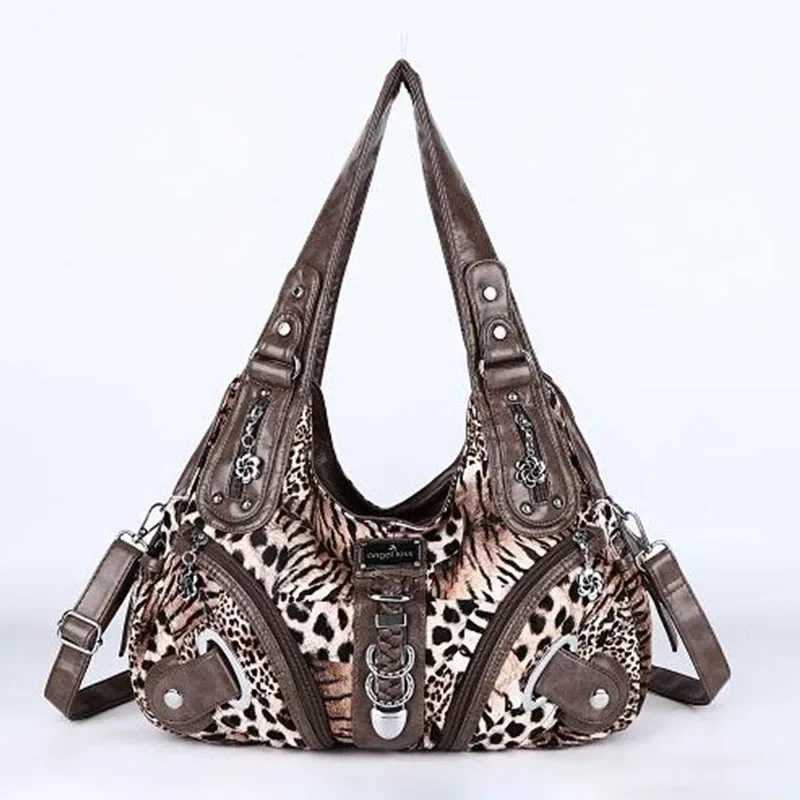 Angelkiss Women Handbags Large Womens Shoulder Bag Leopard Print Top-Handle Fashion Satchel Dumpling Shoulder Tote Hobos BagT260310