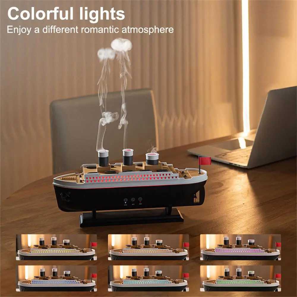 2025 Titanic model air humidifier 250ml essential oil diffuser Jellyfish smoke ring spray Ara diffuser Y250422