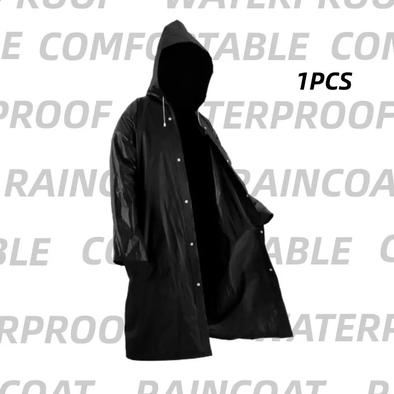1PCS High Quality EVA Unisex Raincoat Thickened Waterproof Women Men Black Camping Waterproof Rainwear Suit 250421