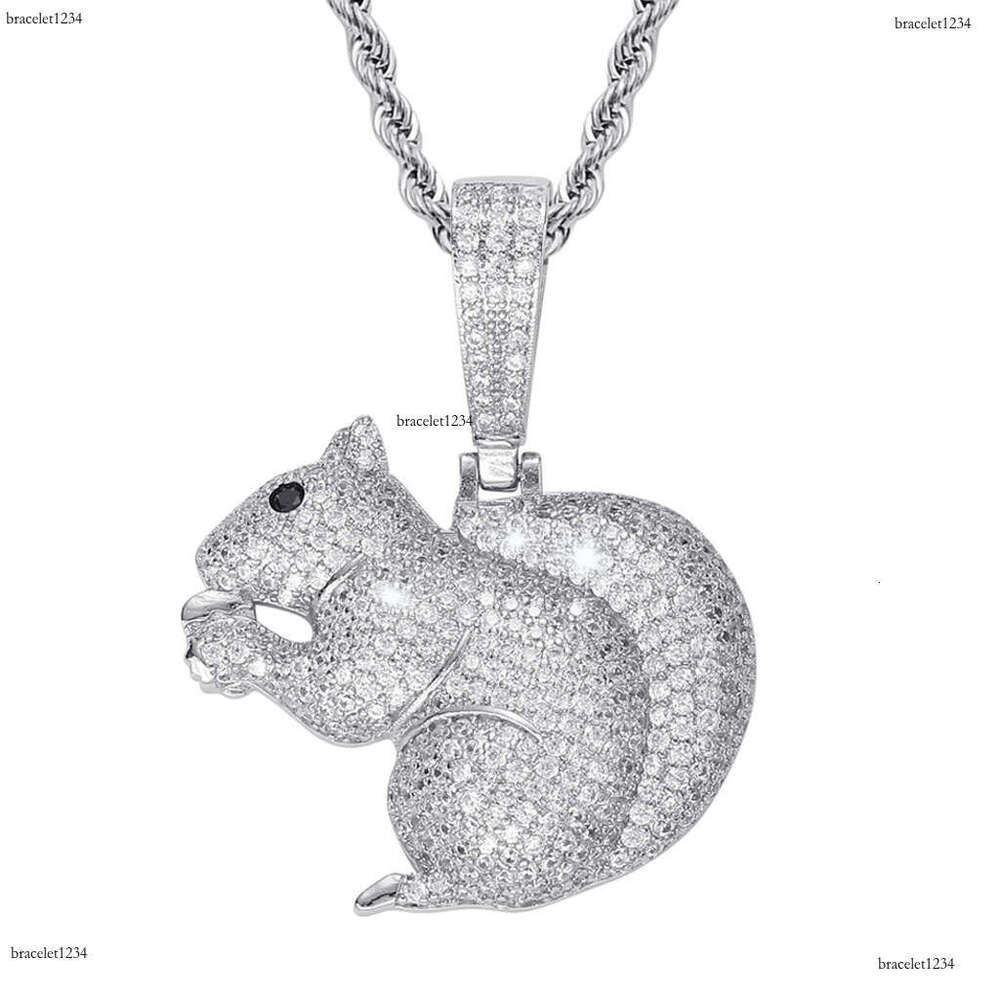 Luxury designer cartoon Squirrel Pendant Sterling silver ice out VVS Moissanite, Hip Hop necklace for men and women free shipping