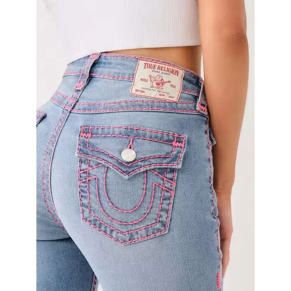 Embroidery Waisted Woman High Street Fashion Sexy Vintage Casual Tight Washed Pants Women Black Jeans