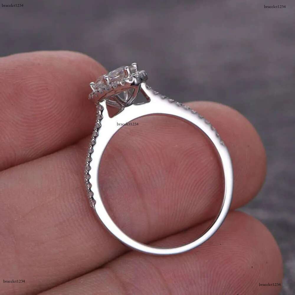 Jewelry 1ct Marquise Shaped Moissanite Dia Engagement Solid 14K White Gold Promise Ring For Bridal