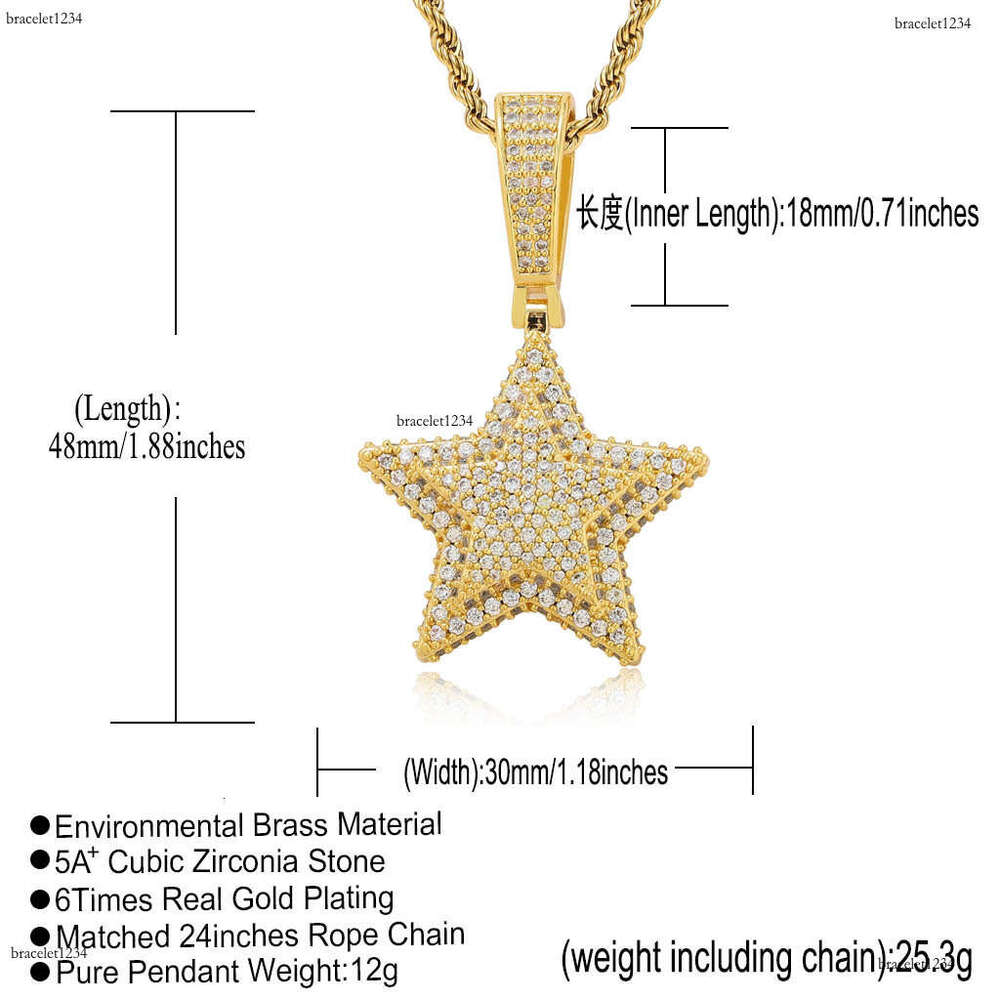 Luxury designer Hip Hop Necklace, Double Pentacle Pendant, Solid Ice out VVS Moissanite Pendant Hip Hop Necklace for men and women with free shipping