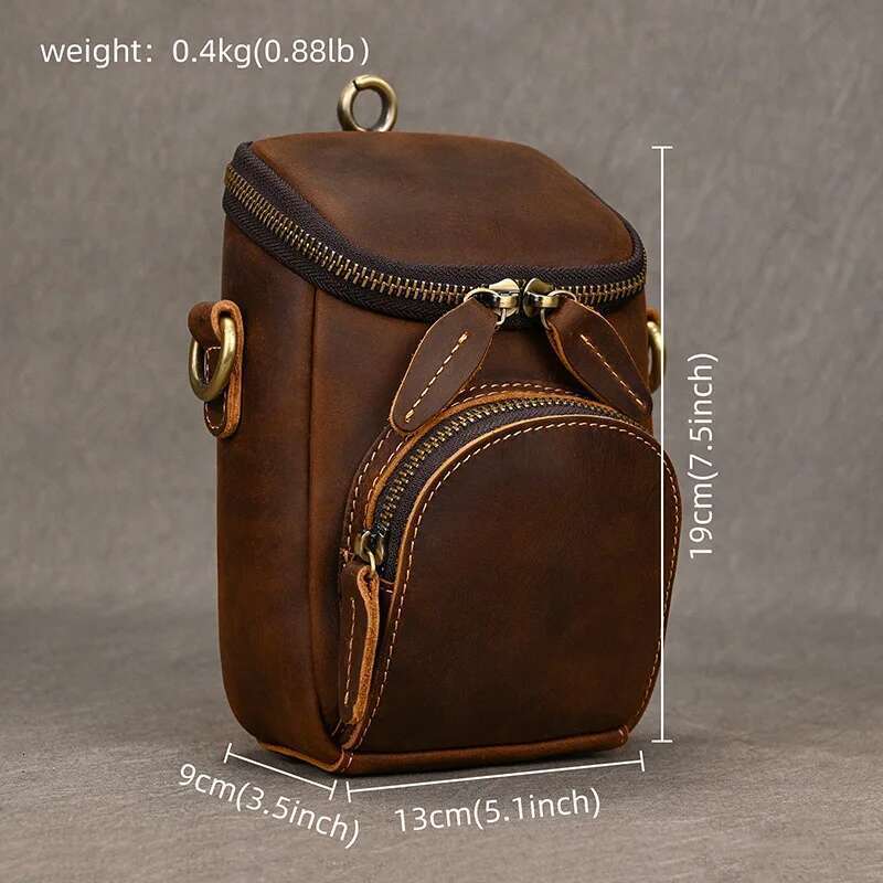 Vintage Leather Pack Men & Women Shoulder Fashion Multi-Pockets Waist Belt Bag For Travel Sports Hiking Cycling Running