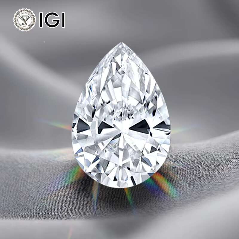 Starsgem Pear Shape Lab Grown Diamonds 2-2.1ct D Color IGI Certificate HPHT CVD Diamond for Jewelry