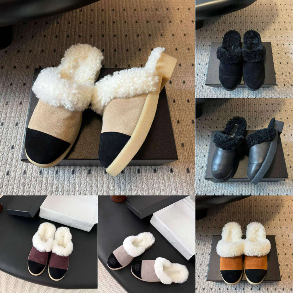 Designer sandal woman Shoe Luxury mule clog sandal fashion Women flat Mule suede anti slip warm wool womans slippers fur slide Wool Slippers winter shoes