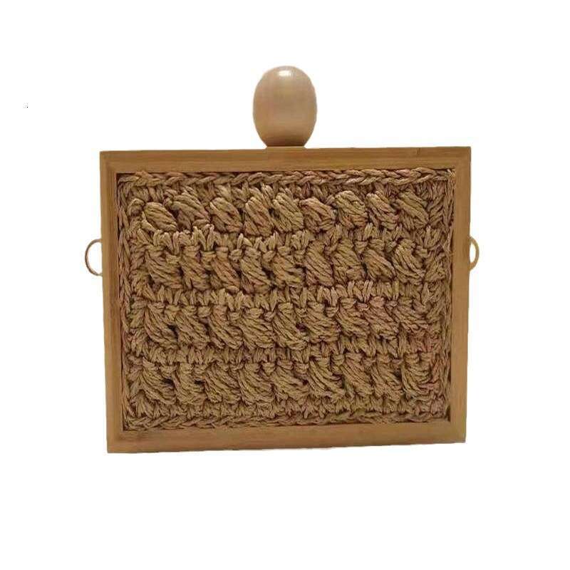 Ins Style Resort Beach Bag New Ball Box Bag Bamboo Weaving Style Fashionable And Trendy Women S Vacation Beach Handheld Wooden Ball Bag KQ