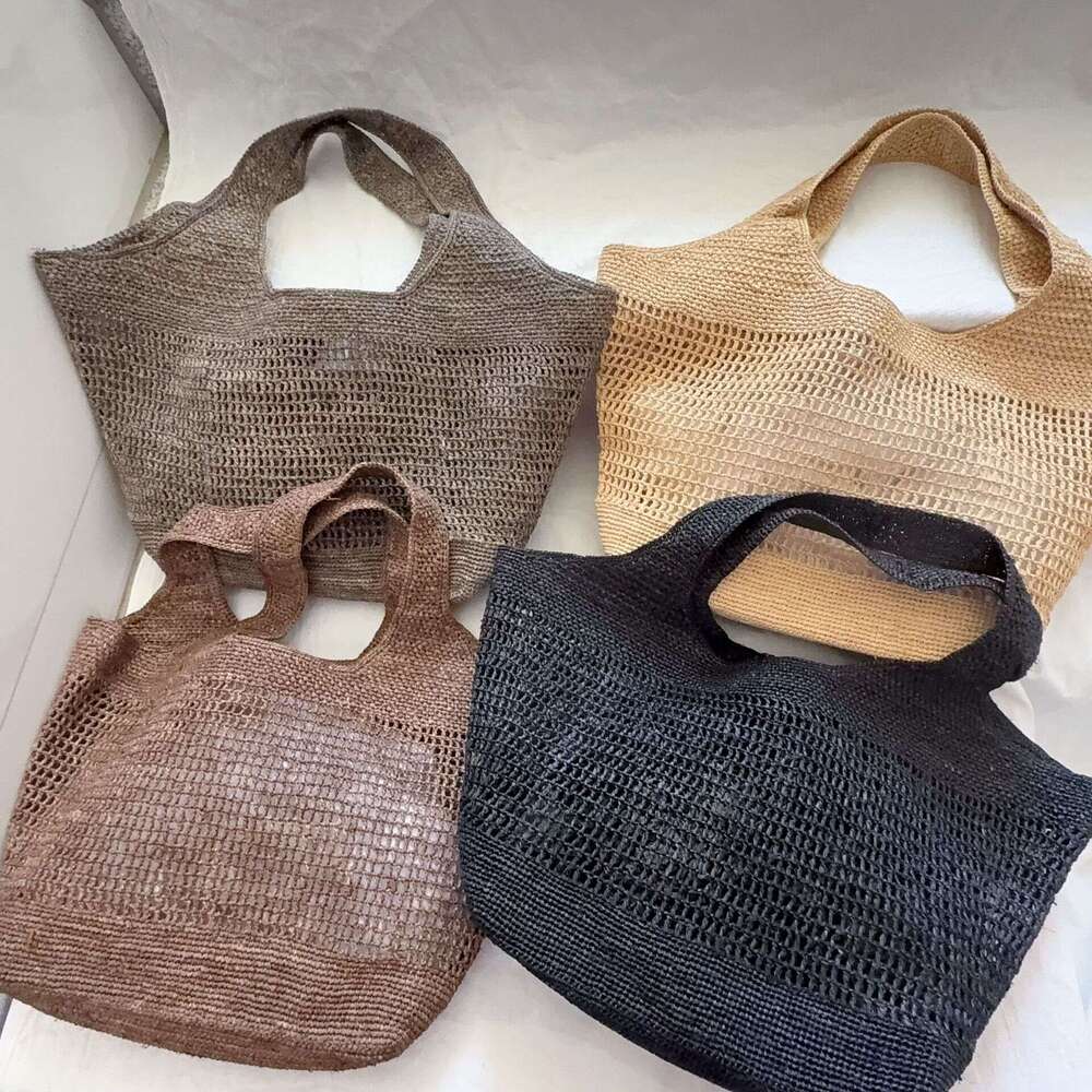 Ins Style Resort Beach Bag New Summer Shoulder Bag For Women Lafite Grass Hand Woven Tote Bag Beach Vacation Handbag KQ