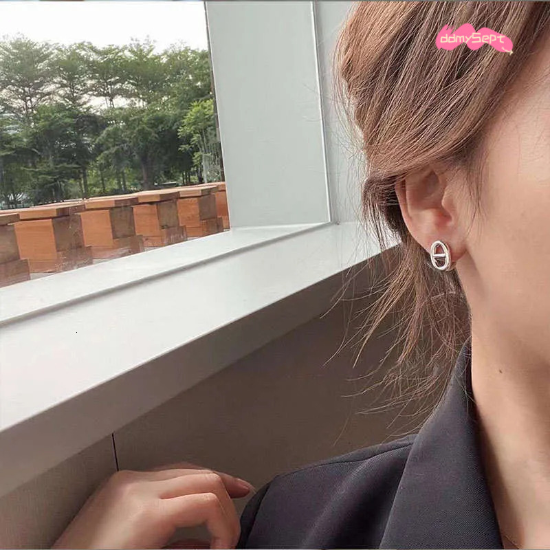 Summer Korean Style S Silver Geometric Pig Nose Hollow Earrings for Women ddmysept