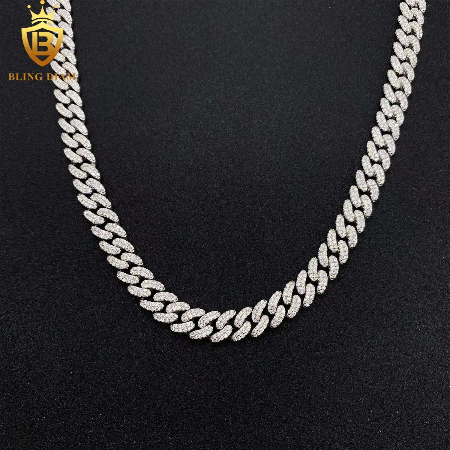 Classic Cuban Link Chain 8mm Bracelet Necklace Pass Dia Tester VVS Ice Out Moissanite Sier Fine Jewelry for Men Woman