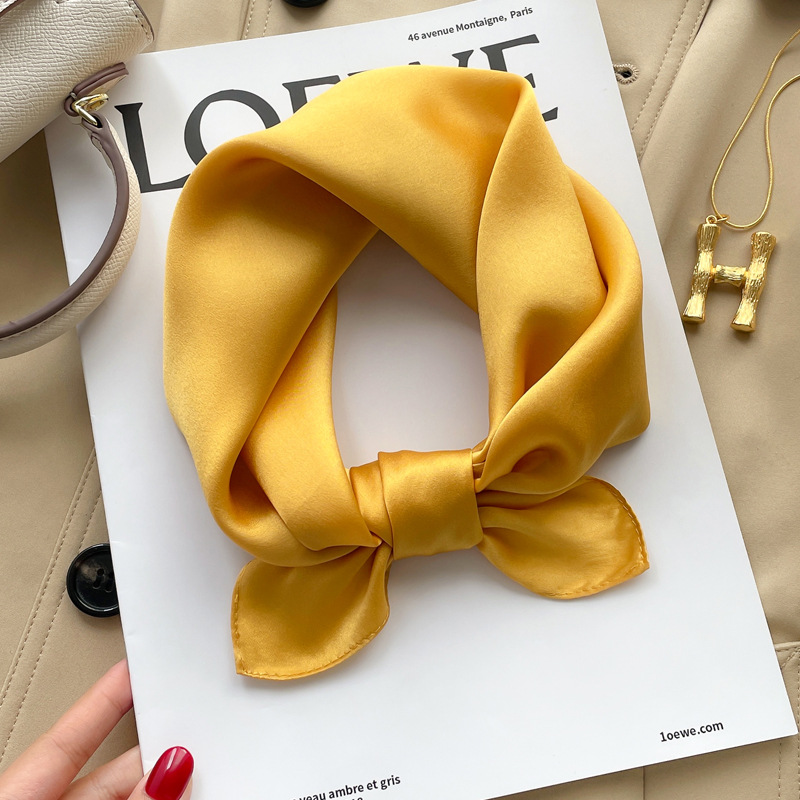 K488 Pure color silk mulberry silk small square scarf silk scarf women's versatile spring autumn winter scarf with suit