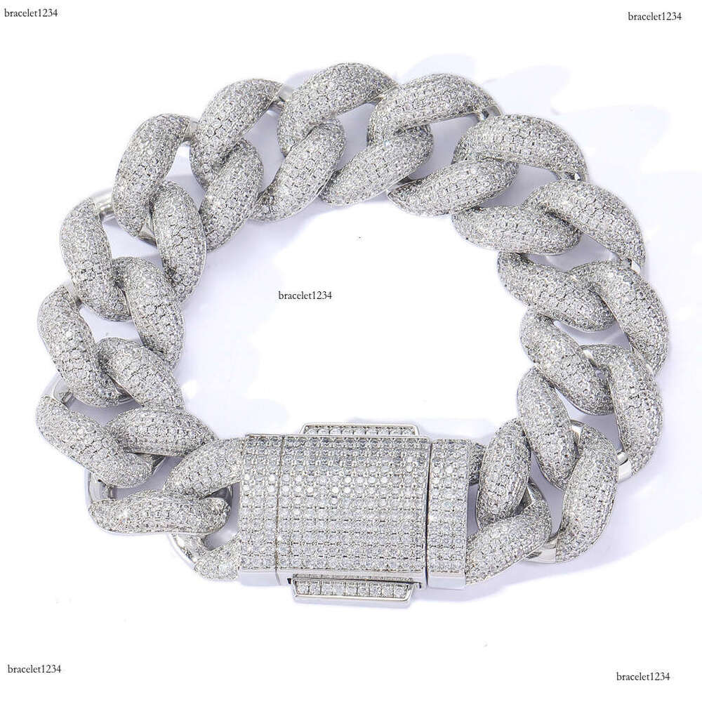 Luxury designer Necklace 18mm Foam Cuban chain spring buckle Ice Out VVS Moissanite Men's Hip Hop Necklace bracelet with free shipping