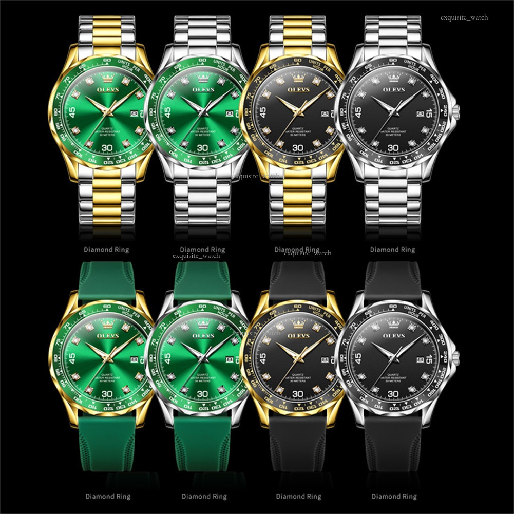 OLEVS Brand Designer Olevs Brand Watch Wholesale Lex Green Submariner Quartz Watch Waterproof Men's Watch Men's Luxury Watch Free Delivery W