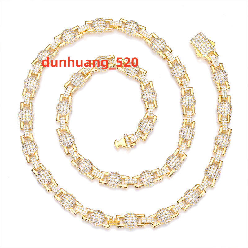 Europe and United States 925 Silver Moissanite New 7mm Bubble Ball Chain Necklace Hip-Hop Accessory Trend Wholesale