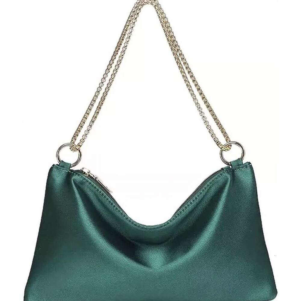 Solid Color Satin Simulation Silk Fabric For Women's Niche, Simple Chain, Underarm Square Bag, Party And Dinner Bag