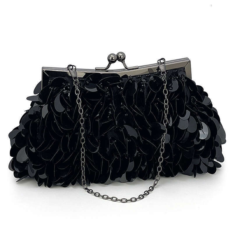 Sparkling Banquet Party Silver Shiny Bag, Handmade Woven Fashionable Pearl Sequin Small Wallet