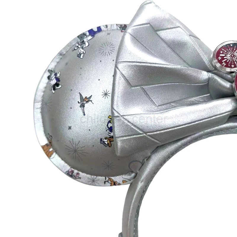 Disney 2025 Disney Mickey Mouse Ear Headband Silver 100th Anniversary Minnie Hairband Birthday Gift Adult/Children Role Playing Accessories W20250423