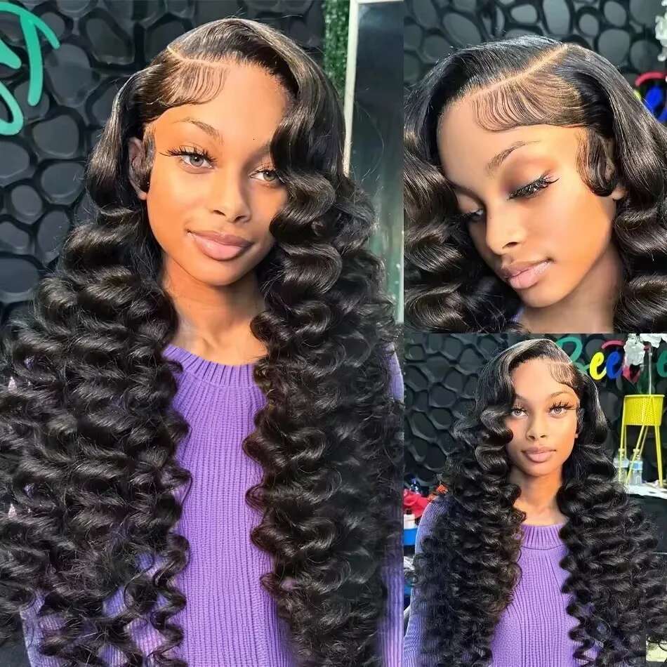 300 Density Loose Deep 13X6 Front Human Hair Wigs Brazilian 30 40 Inches Curly Water Wave HD 13X4 Lace Frontal Wig