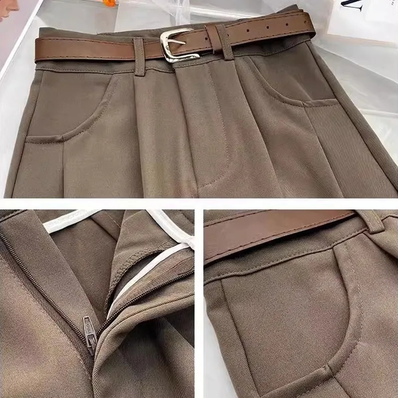 Elegant Womens High Waisted Suits Pants Spring Summer 5 Solid Colors Trousers with Pockets Casual Office Lady Pants 250421