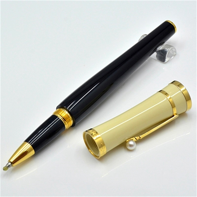 Fashion Goddess Greta Garbo Ballpoint Pen Rollerball Pen Black And White Resin Stationery Office School Writing Fountain Pens With Pearl Cap