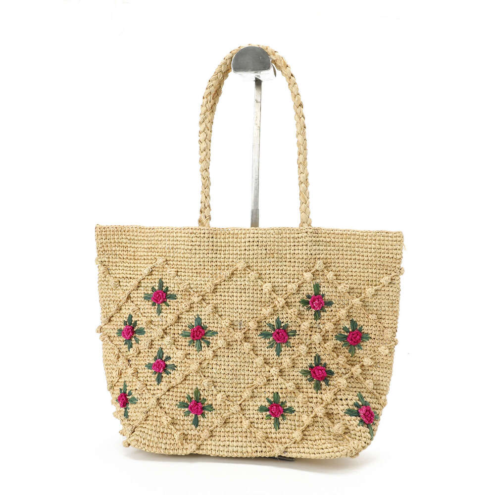 Ins Style Resort Beach Bag Handmade Rose Blossom For Leisure Vacation Summer Travel Beach Bag Exquisite Hook Flower Weaving Bag KQ