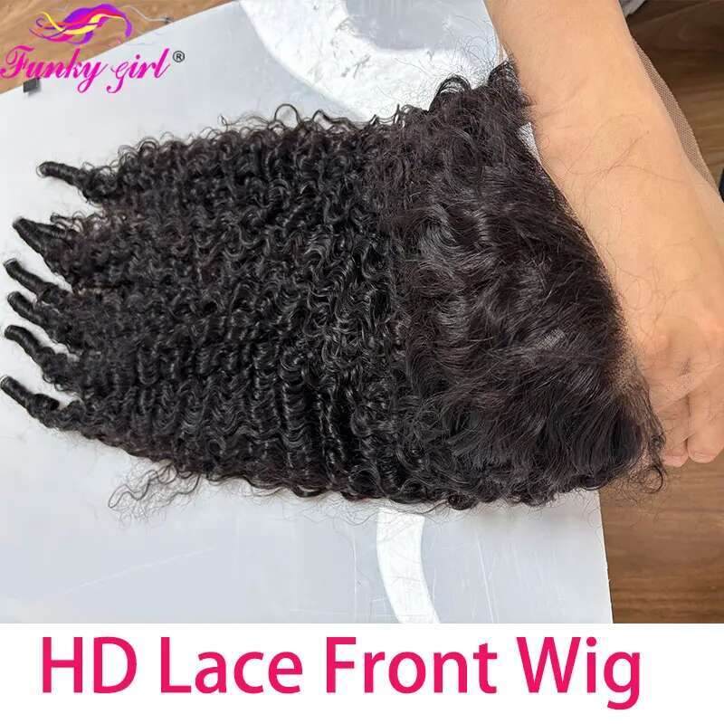 12A Human Hair Brazilian Pixie Curls 200% Transparent Frontal Wig For Women Burmese Curly Full Lace Wigs