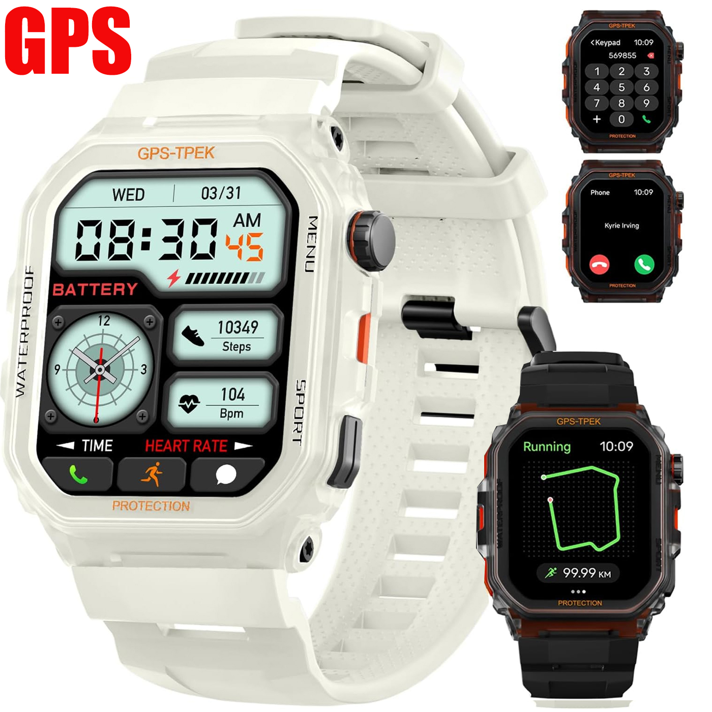 Military Design Sport Wristband - Full Feature SmartWatch With Health Monitor,GPS Health Monitoring