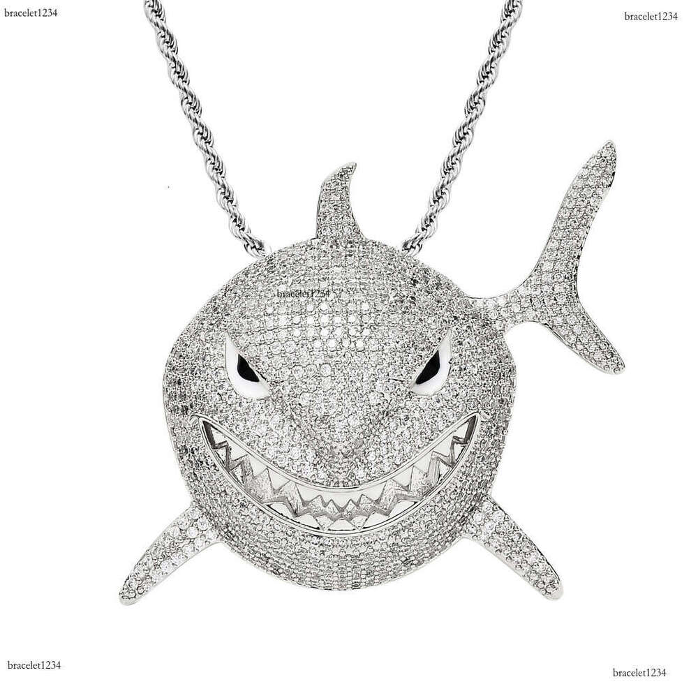 Luxury designer Great Shark Street Advantage Cool Funky Ice Out VVS Moissanstone Hip Hop Cuban Chain Pendant with FREE shipping