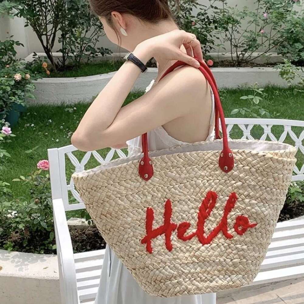 Ins Style Resort Beach Bag Korean Dongdaemun Instagram Blogger S Same One Shoulder Grass Woven Bag Large Capacity Handheld Vacation Style Beach Bag KQ