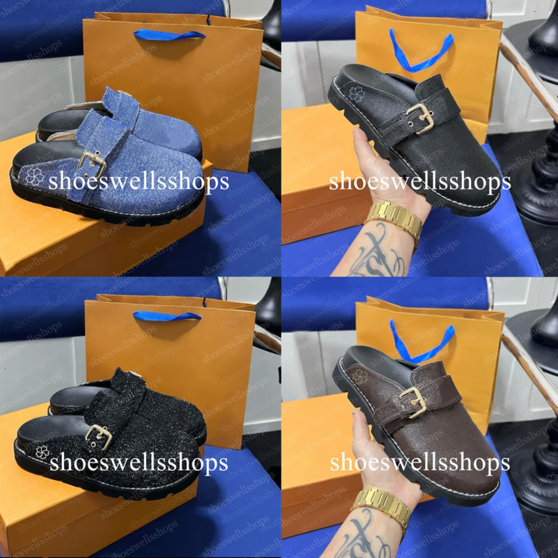 Cosy Comfort Clog Sandals scuffers Designer Women Men Flat Fur Leather Mules Platform Slippers lvities shoes Winter Warm Plush Slides Size 35-45 1005