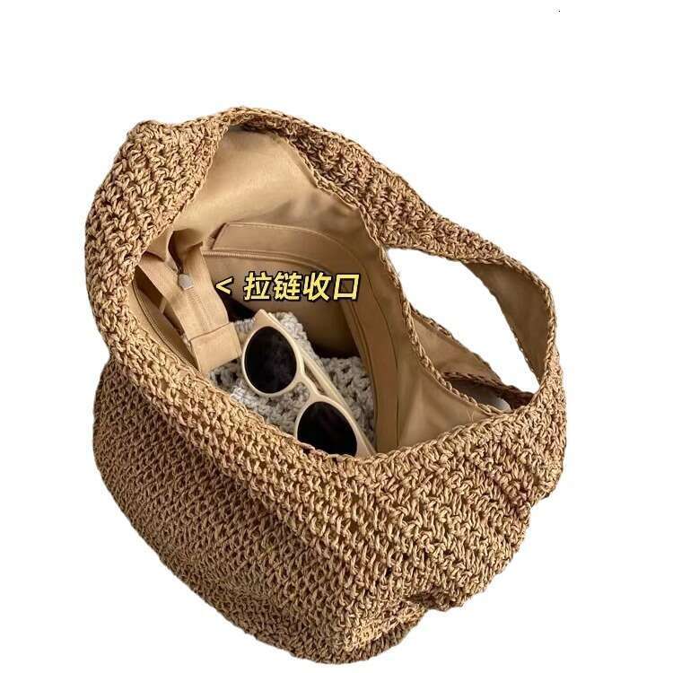 Ins Style Resort Beach Bag Large Capacity Crossbody Women S Summer Sail Cloth Vacation Beach Side Cm Single Shoulder Bag Straw Woven Bag KQ