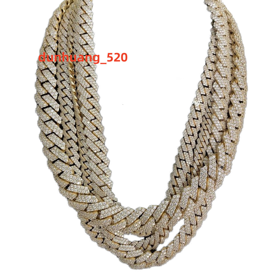Custom Fine Jewelry Necklaces Iced Out Hip Hop Mens Jewelry 925 Silver18K Gold Plated Miami Moissanite Cuban Link Chain Necklace
