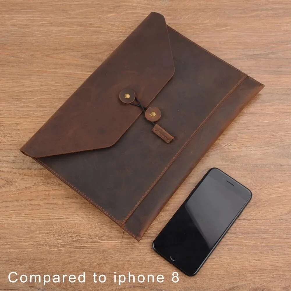 Top Layer Computer Public Document Portable Ipad Laptop Cowhide File Storage Bag