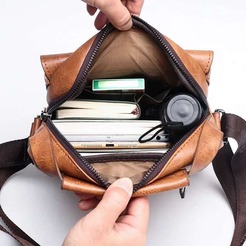 New Crossbody Shoulder Bags Vintage Men Handbags Large Capacity PU Leather For Man Tote Bag