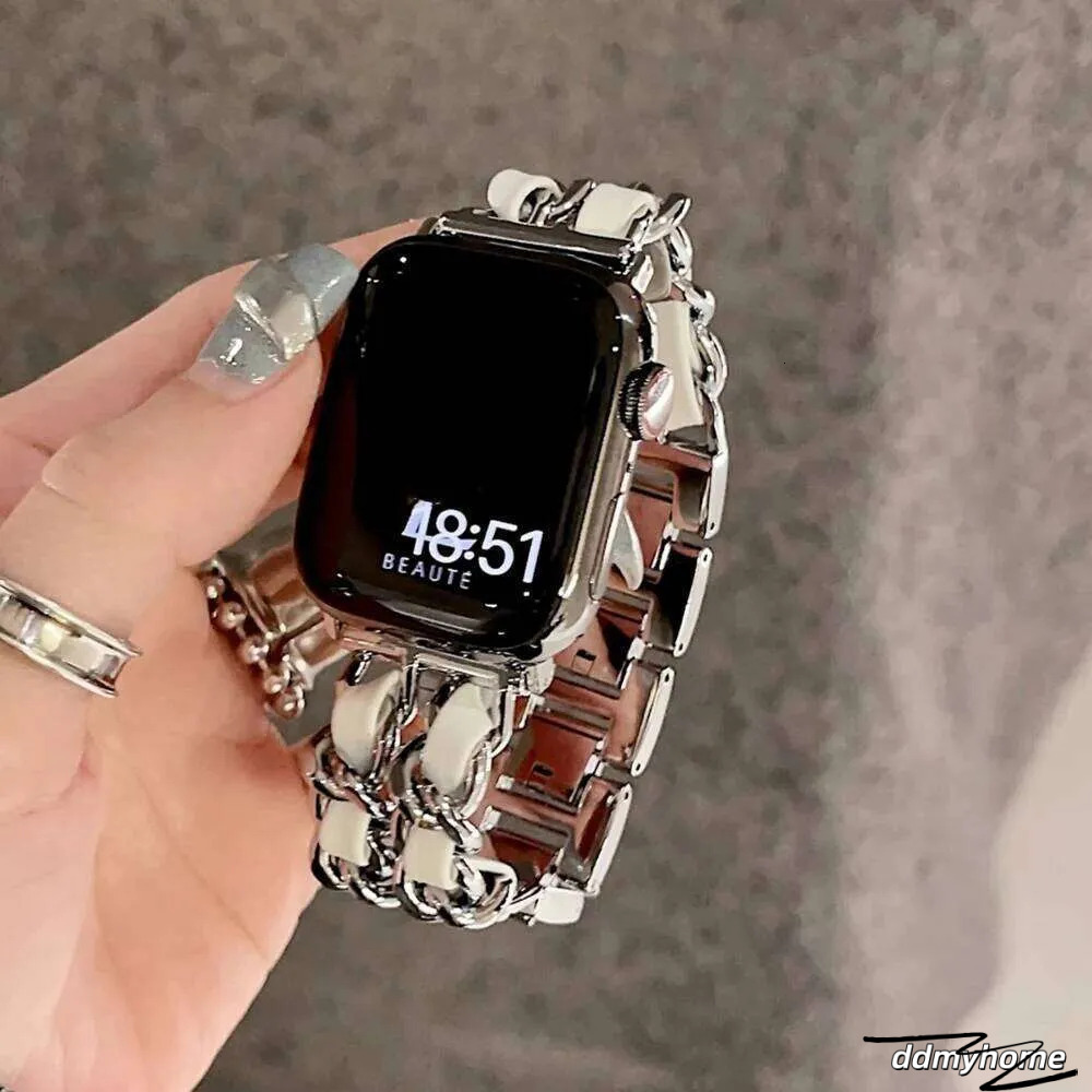 Metal Leather Apple Watch Band Designer Gold Strap For Iwatch Mm Series Ultra SE H11.21 Ddmyhome