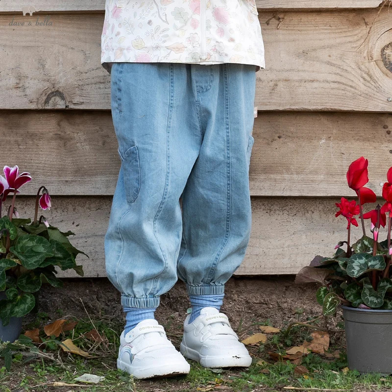 Dave Bella Childrens Jeans 2025 Spring Casual Cute Loose Girls Cotton Pants Gentle Outdoor DB1250333 250414z