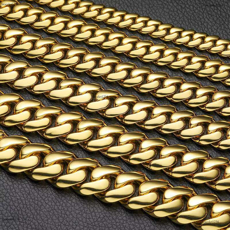 Fashionable 10mm-14mm Cuban 14K gold-plated jewelry with gift box chain for men and women hip-hop bracelets, free delivery