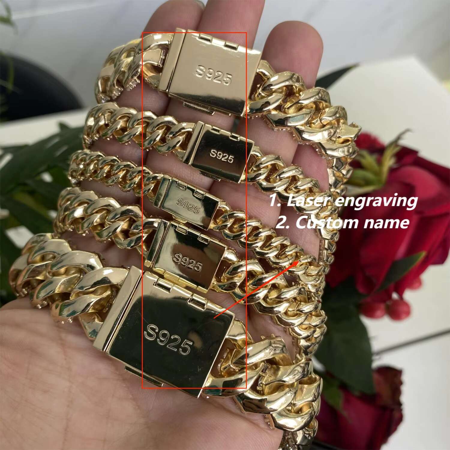 Custom Fine Jewelry Necklaces Iced Out Hip Hop Mens Jewelry 925 Silver18K Gold Plated Miami Moissanite Cuban Link Chain Necklace