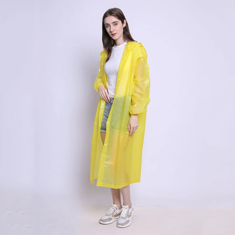 Adult Thickened Waterproof Rain Poncho Coat PEVA Women Man Raincoat Camping Clear Transparent Hoodie Rainwear Suit 250421