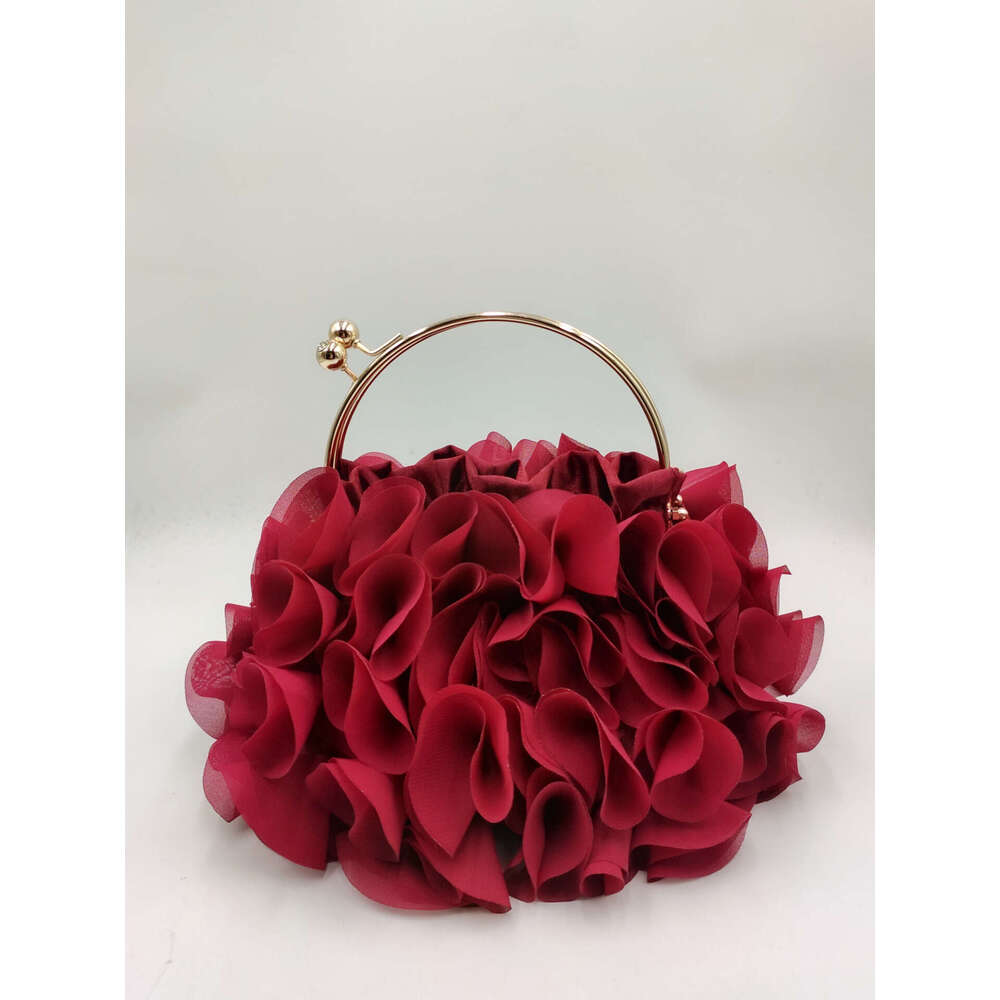 Korean Version Of New Women's Flower Handbag, Silk Banquet Bride Dress Bag, Fairy Diagonal Cross Bag