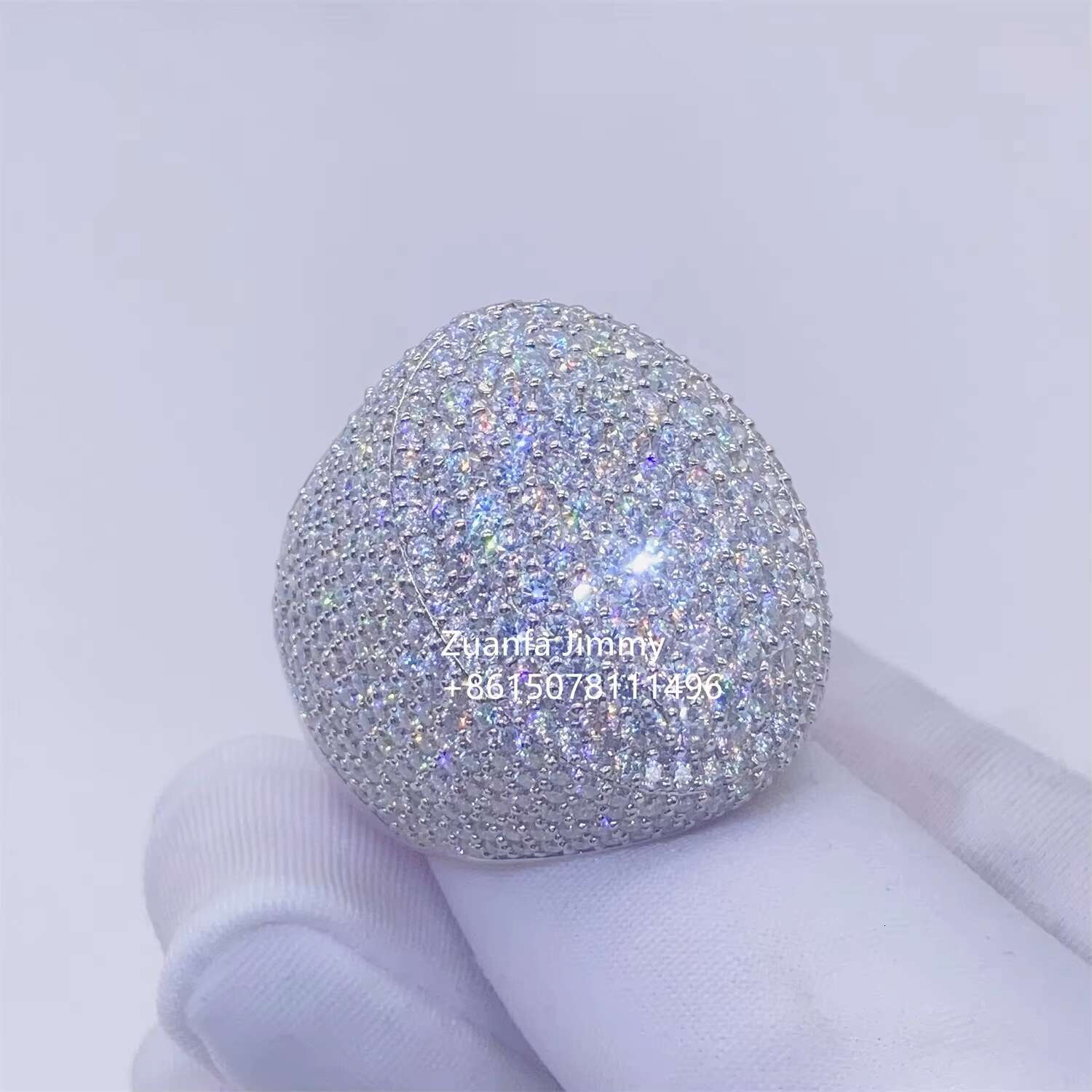 Pass Diamond Tester Iced Out VVS1 Moissanite Rapper Jewelry Cool Pinky Man Rings Hip Hop Men White Gold Plated Diamond Ring