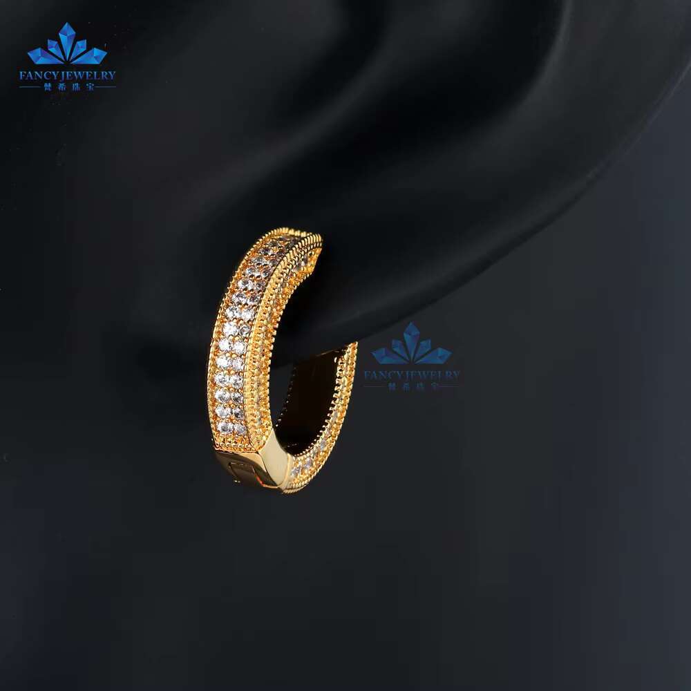 925 Sterling Silver Luxury Hoop Earrings for Women Gold Plated Earrings High Quality Moissanite Earring for Girl Man