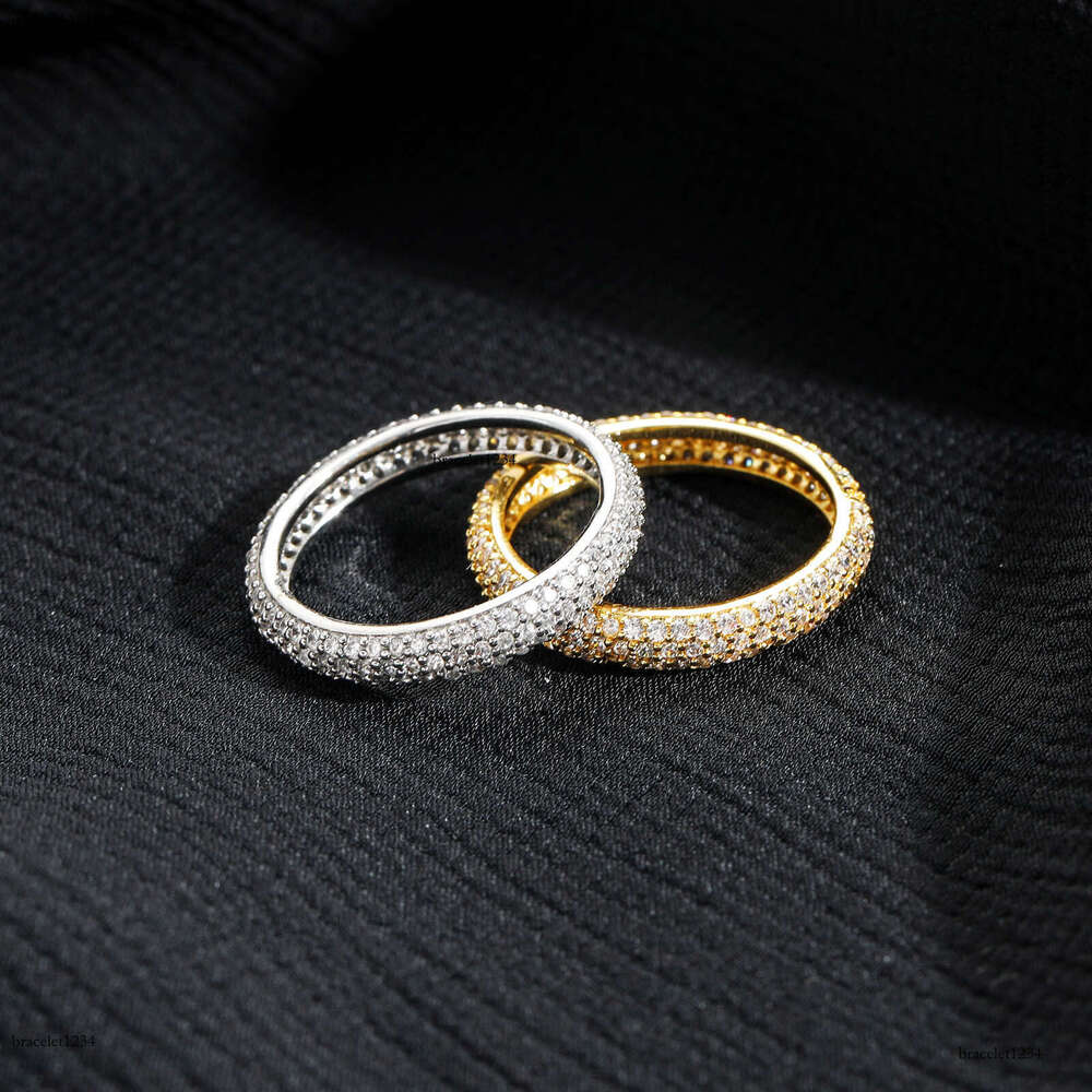 Luxury designer Hip hop Ring micro-set with three rows of ice out VVS Moissanite rings, Hip Hop men's and women's rings with free shipping