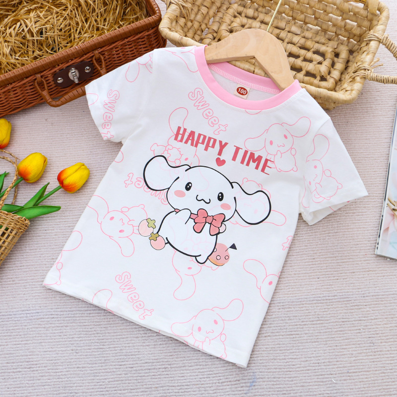 DISNEY Children's designer clothes with cartoon prints girls' clothes with color-blocking T-shirts summer children's clothing girls