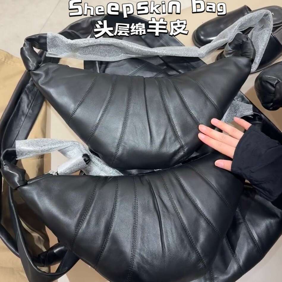 Designer Bag Sheepskin Genuine Leather Cow Shoulder Diagonal Cross Croissant Armpit Sheep Horn